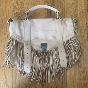 Proenza Schouler PS1 Medium Fringe Bag Nude Leather Crossbody Satchel